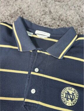 University of Notre Dame Fighting Irish Cutter&Buck Navy Striped Polo SZ Large